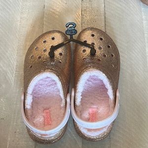 Brand new kids croc size 1 fur inside and glitter outside brand new